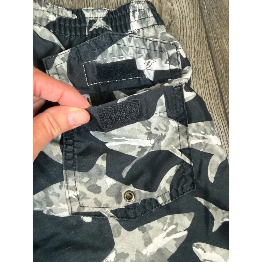 Trunks Surf Swim Co Shark Camo Board Shorts Black Gray Medium Mens Swim Trunks